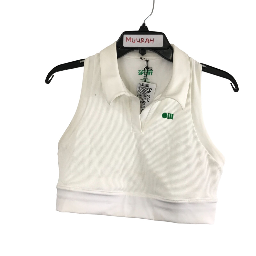 Solid & Striped Womens White Polo Long Line Unpadded Sports Bra Sz M $78 *STAINS